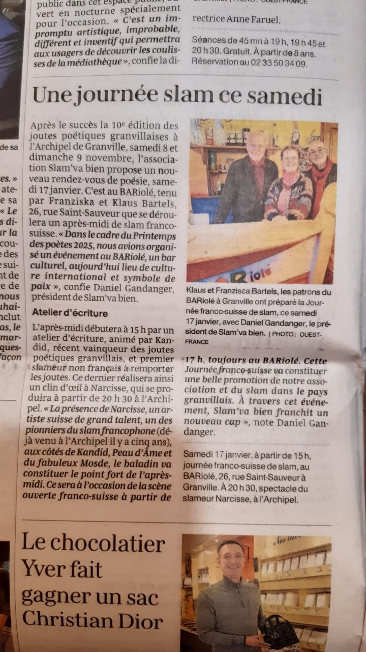Ouest-France : Une journée slam ce samedi